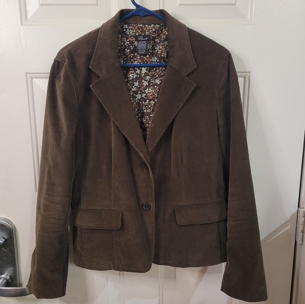 New Frontier Women's Brown CorduroyTwo Button Blazer Sz XL